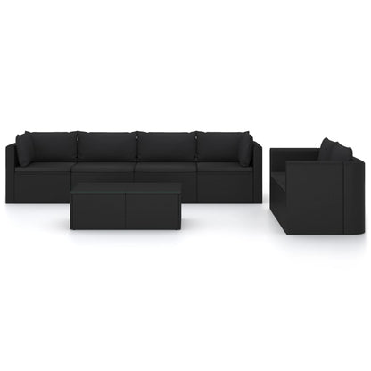 Set Divani da Giardino 7 pz con Cuscini in Polyrattan Nero - homemem39