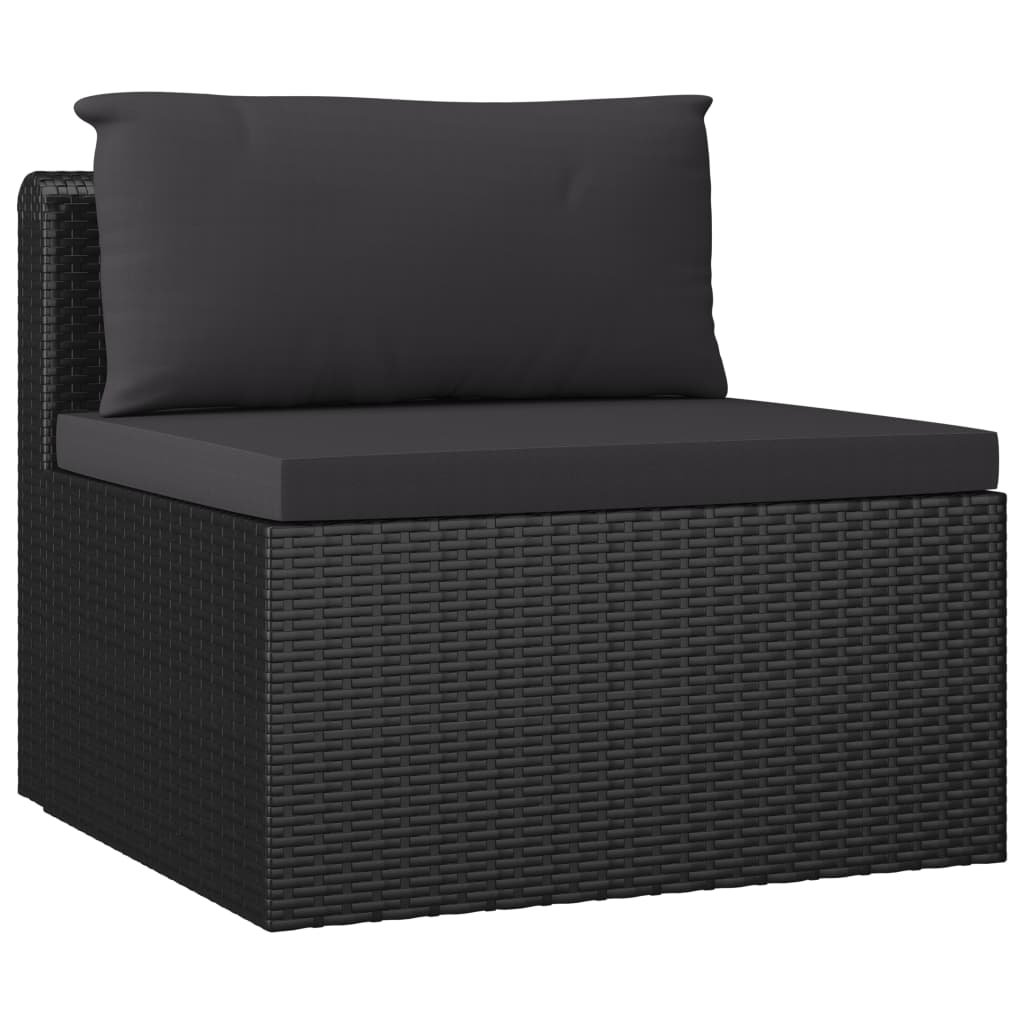 Set Divani da Giardino 7 pz con Cuscini in Polyrattan Nero - homemem39