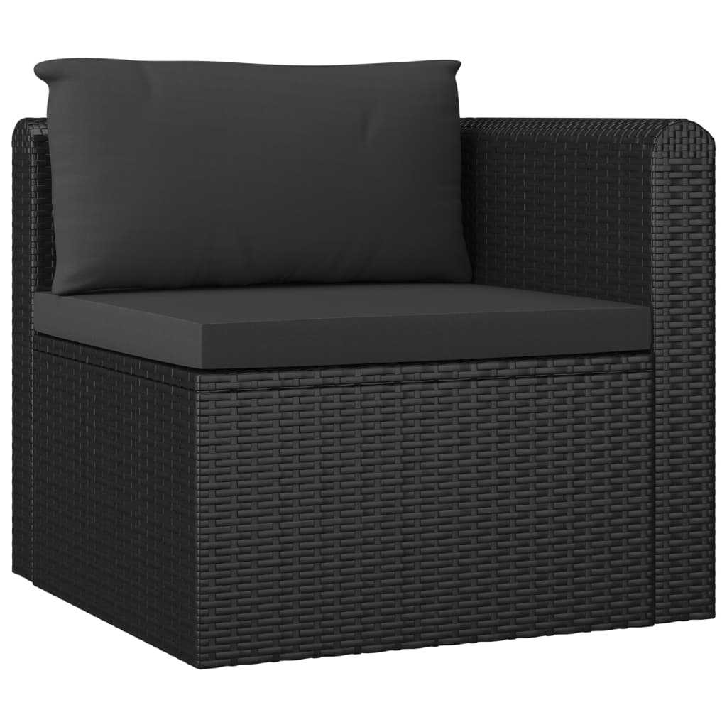 Set Divani da Giardino 7 pz con Cuscini in Polyrattan Nero - homemem39