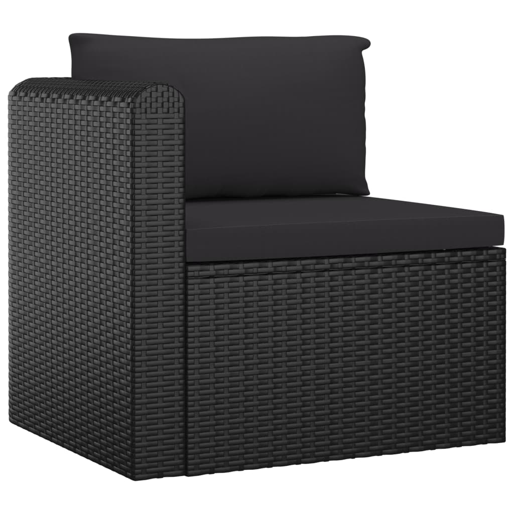 Set Divani da Giardino 7 pz con Cuscini in Polyrattan Nero - homemem39