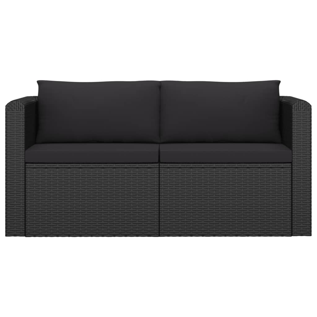 Set Divani da Giardino 7 pz con Cuscini in Polyrattan Nero - homemem39