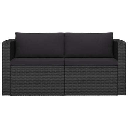 Set Divani da Giardino 7 pz con Cuscini in Polyrattan Nero - homemem39