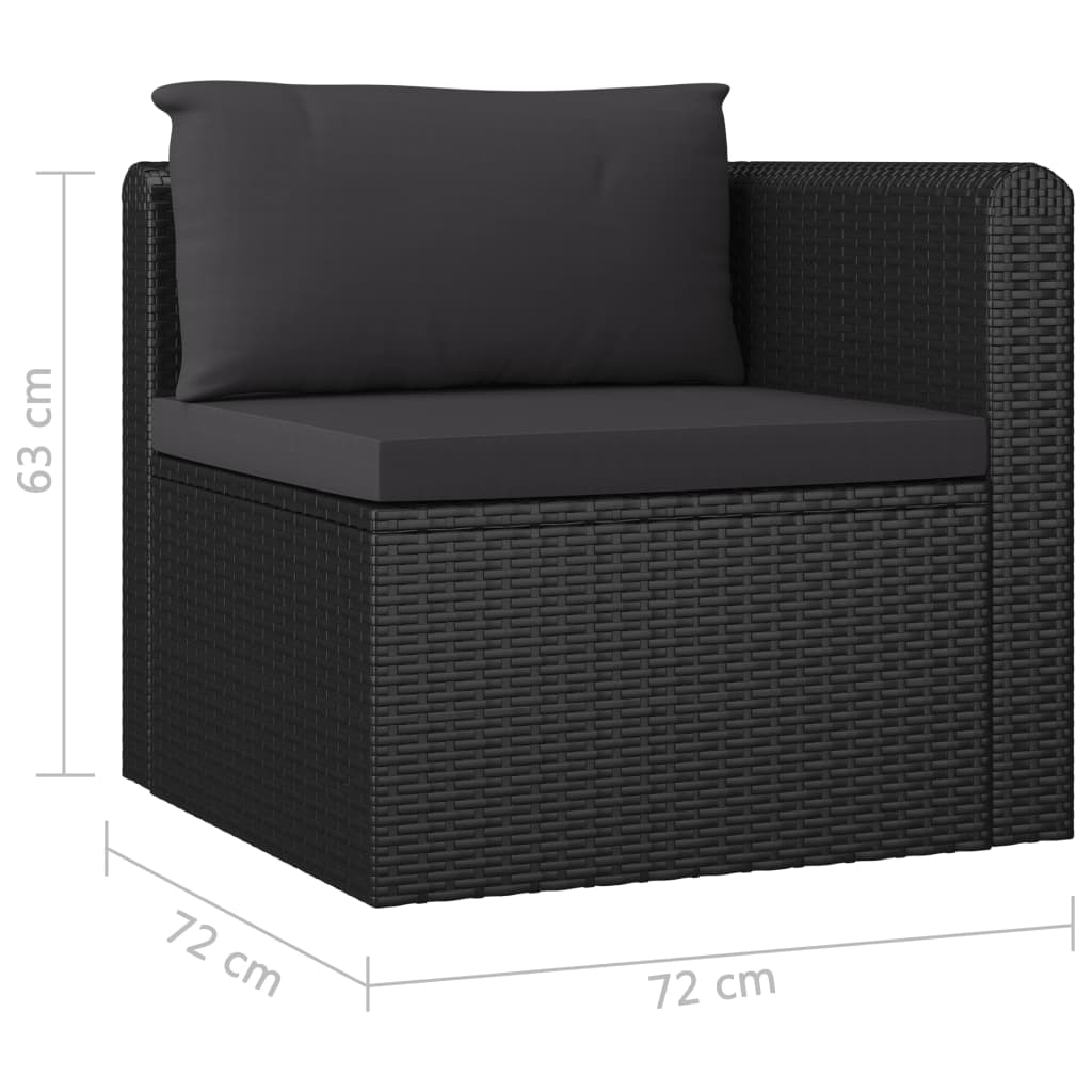 Set Divani da Giardino 7 pz con Cuscini in Polyrattan Nero - homemem39