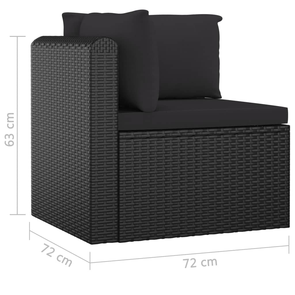 Set Divani da Giardino 7 pz con Cuscini in Polyrattan Nero - homemem39