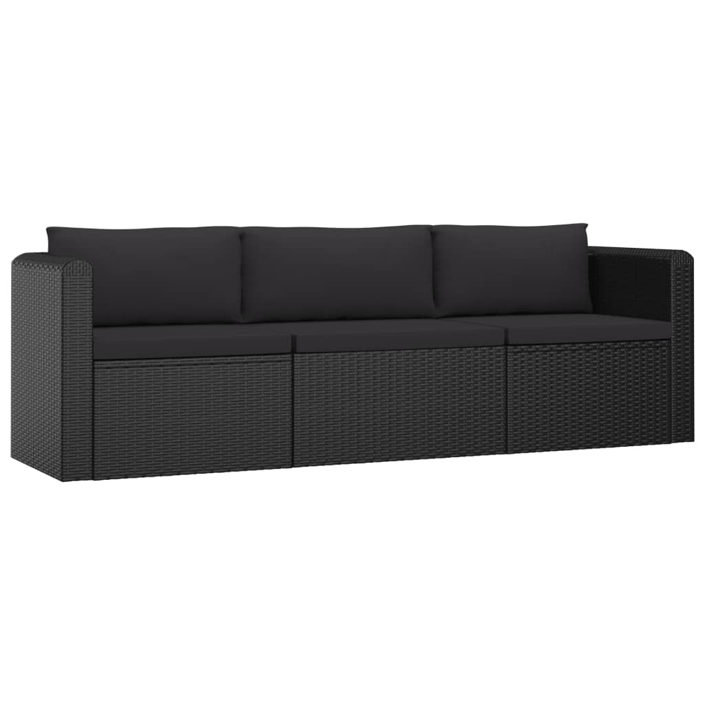 Set Divani da Giardino 8 pz con Cuscini in Polyrattan Nero - homemem39