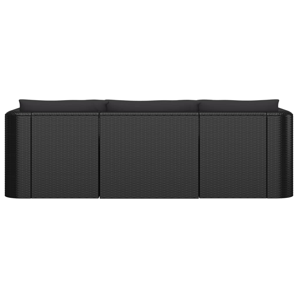 Set Divani da Giardino 8 pz con Cuscini in Polyrattan Nero - homemem39