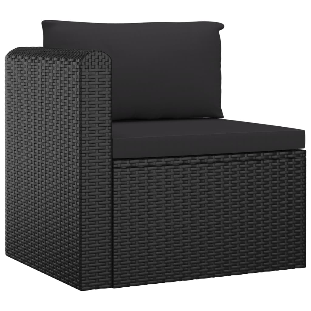 Set Divani da Giardino 8 pz con Cuscini in Polyrattan Nero - homemem39