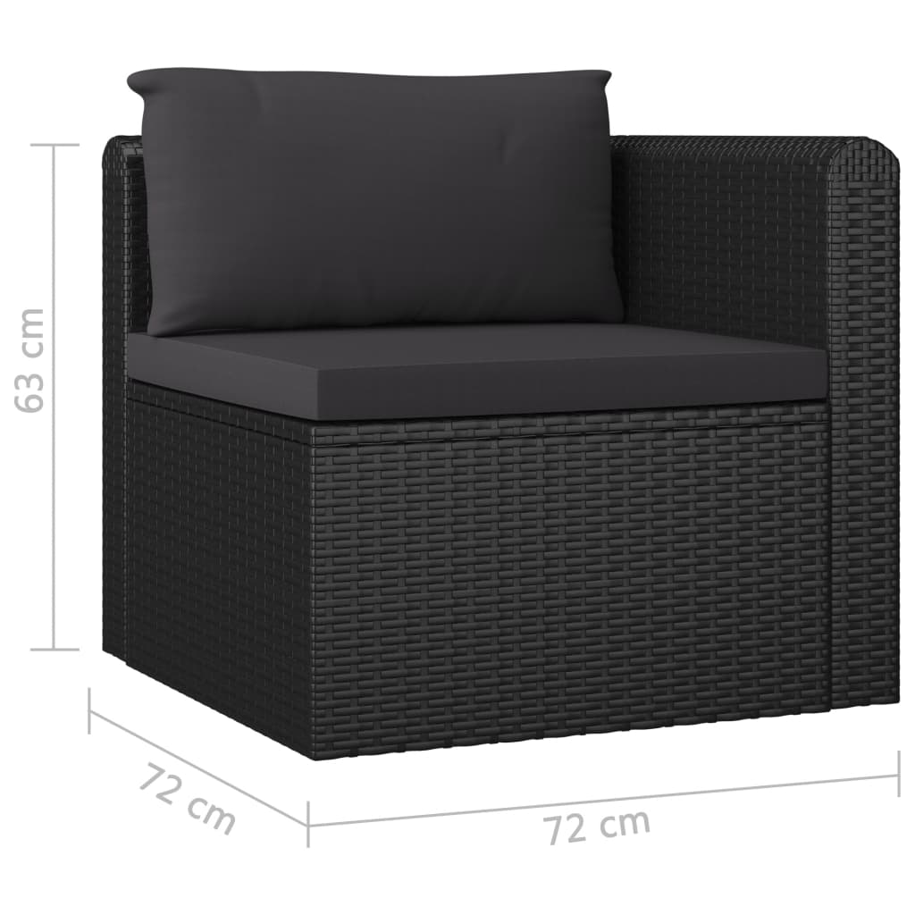 Set Divani da Giardino 8 pz con Cuscini in Polyrattan Nero - homemem39