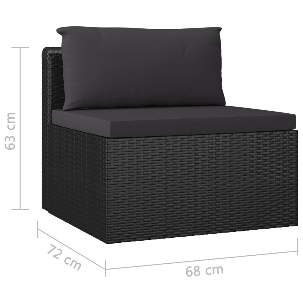 Set Divani da Giardino 8 pz con Cuscini in Polyrattan Nero - homemem39