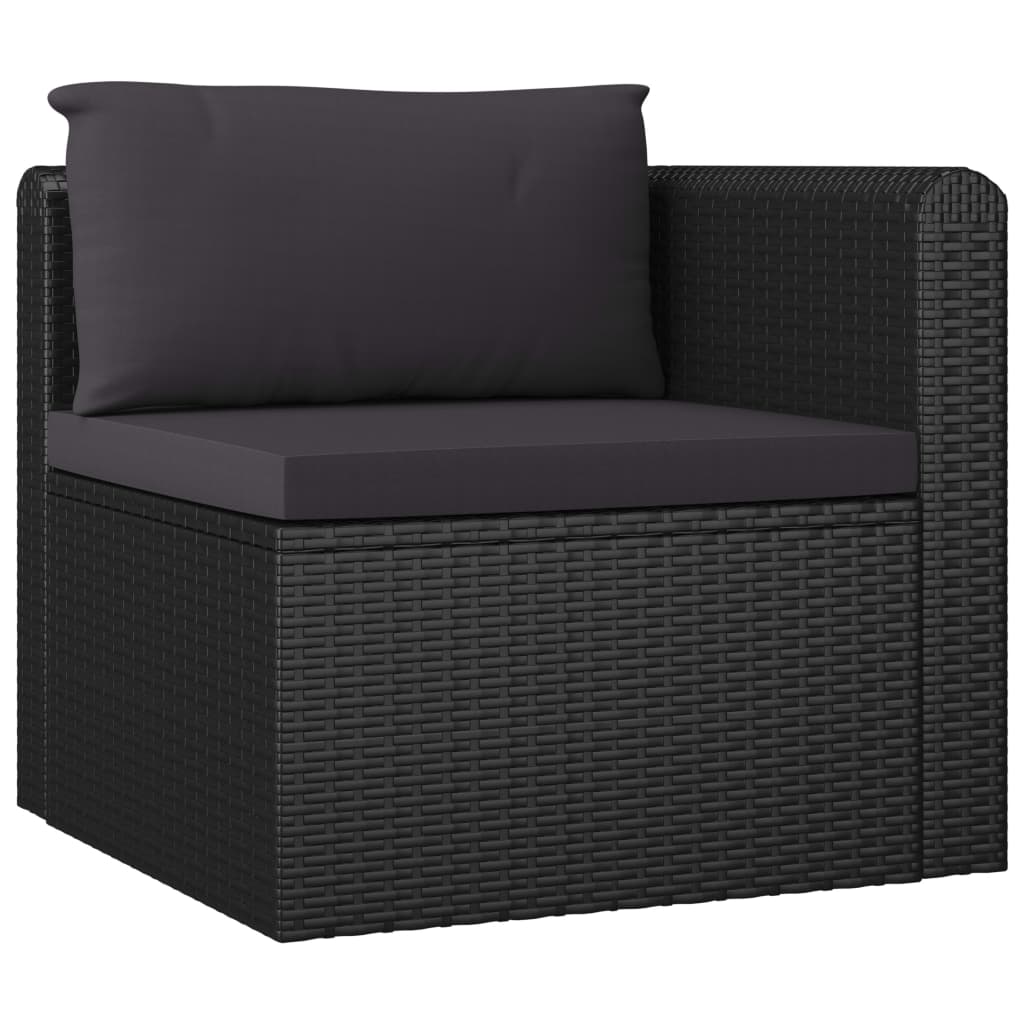 Set Divani da Giardino 9 pz con Cuscini in Polyrattan Nero - homemem39