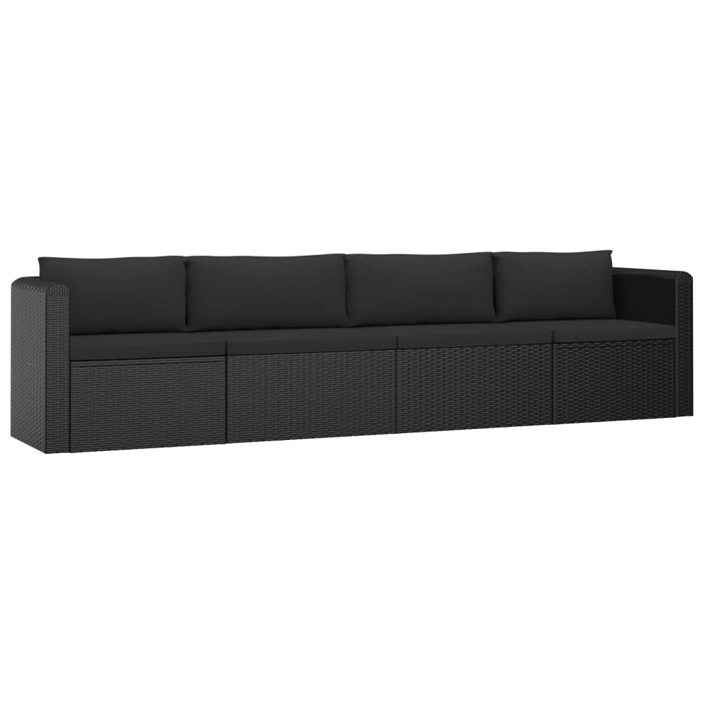 Set Divani da Giardino 9 pz con Cuscini in Polyrattan Nero - homemem39