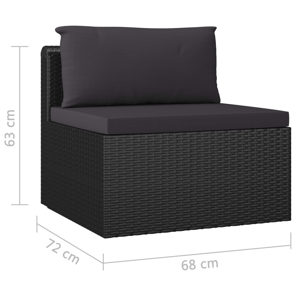 Set Divani da Giardino 9 pz con Cuscini in Polyrattan Nero - homemem39