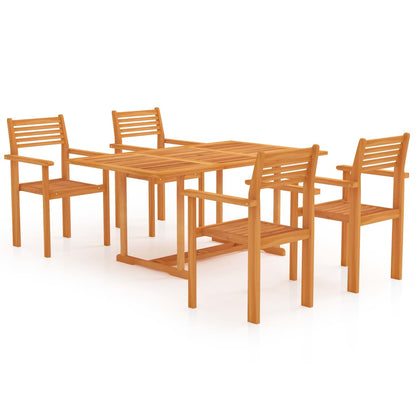 Set da Pranzo da Giardino 5 pz in Legno Massello di Teak - homemem39