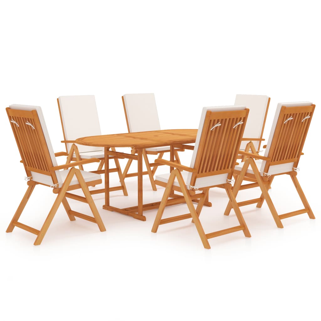 Set da Pranzo da Giardino 7 pz con Cuscini in Legno di Teak - homemem39