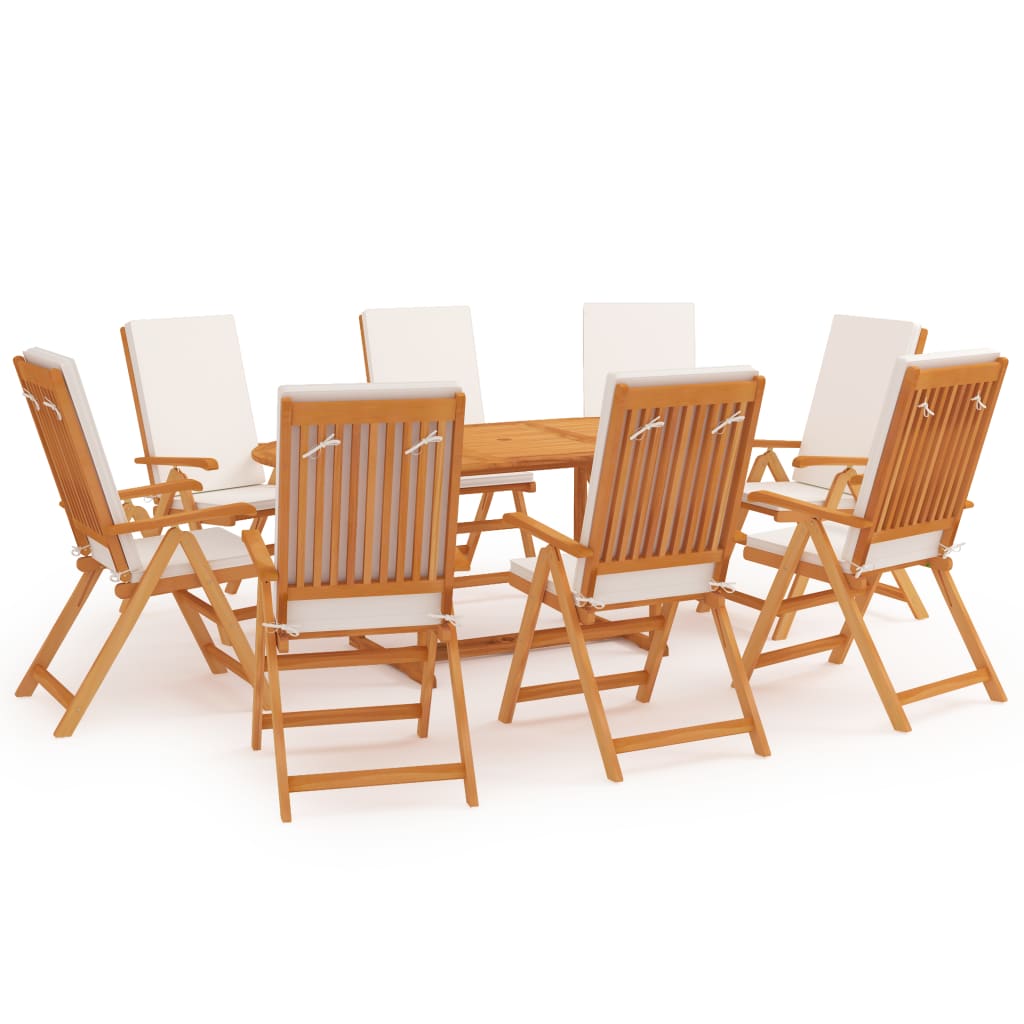 Set da Pranzo da Giardino 9 pz con Cuscini in Legno di Teak - homemem39