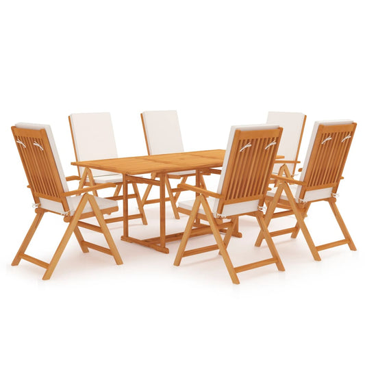 Set da Pranzo da Giardino 7 pz con Cuscini Legno di Teak - homemem39