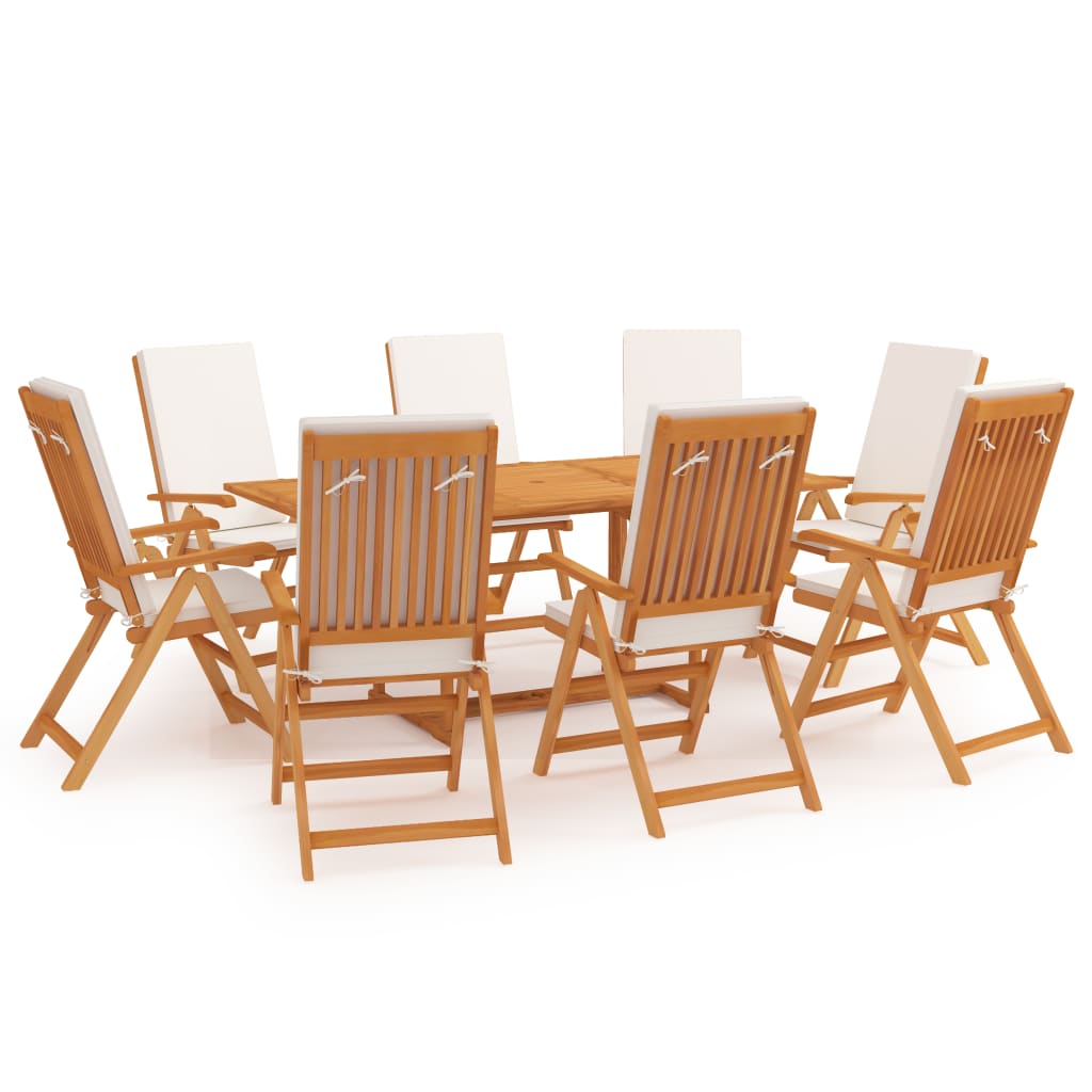 Set da Pranzo da Giardino 9 pz con Cuscini in Legno di Teak - homemem39