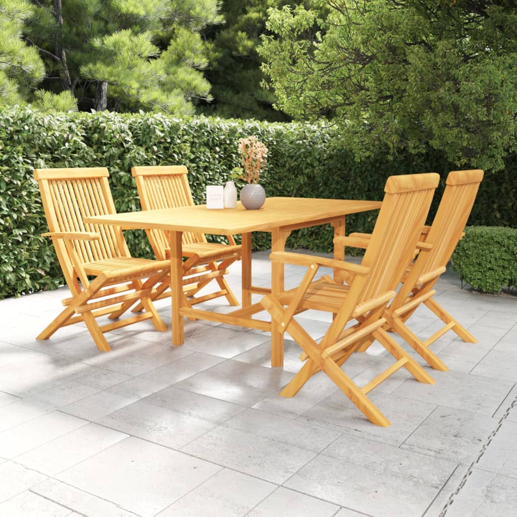 Set da Pranzo da Giardino 5 pz in Legno Massello di Teak - homemem39