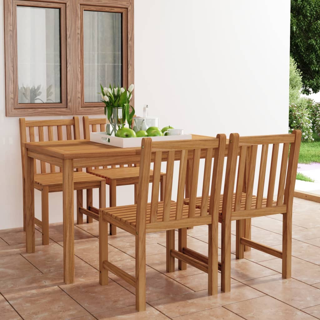 Set da Pranzo per Esterni 5 pz in Legno Massello di Teak - homemem39