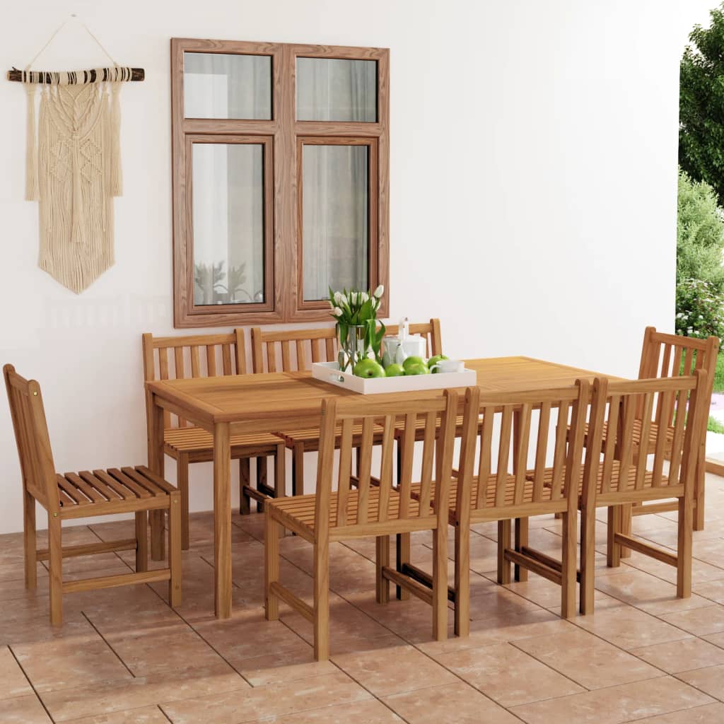 Set da Pranzo per Esterni 9 pz in Legno Massello di Teak - homemem39