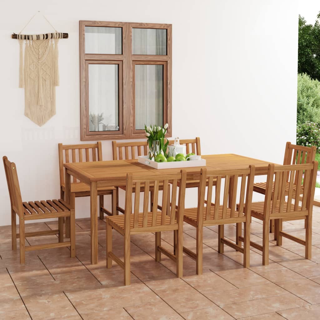 Set da Pranzo per Esterni 9 pz in Legno Massello di Teak - homemem39