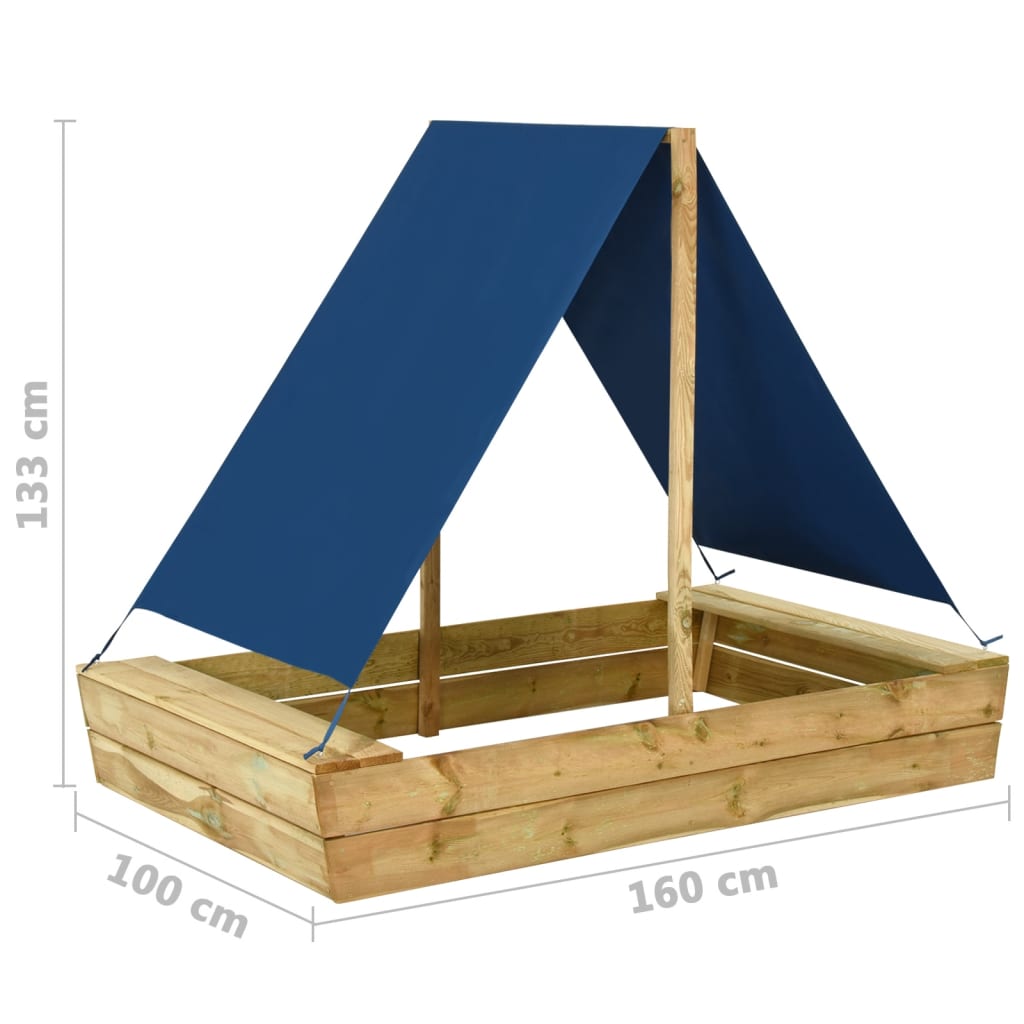 Sabbiera con Tetto 160x100x133 cm Legno di Pino Impregnato - homemem39