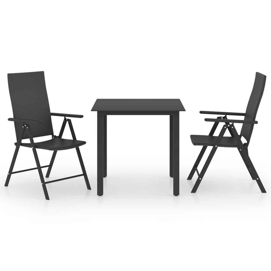 Set da Pranzo da Giardino 3 pz Nero - homemem39