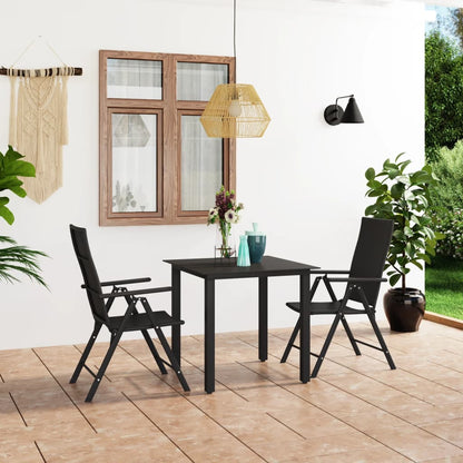 Set da Pranzo da Giardino 3 pz Nero - homemem39