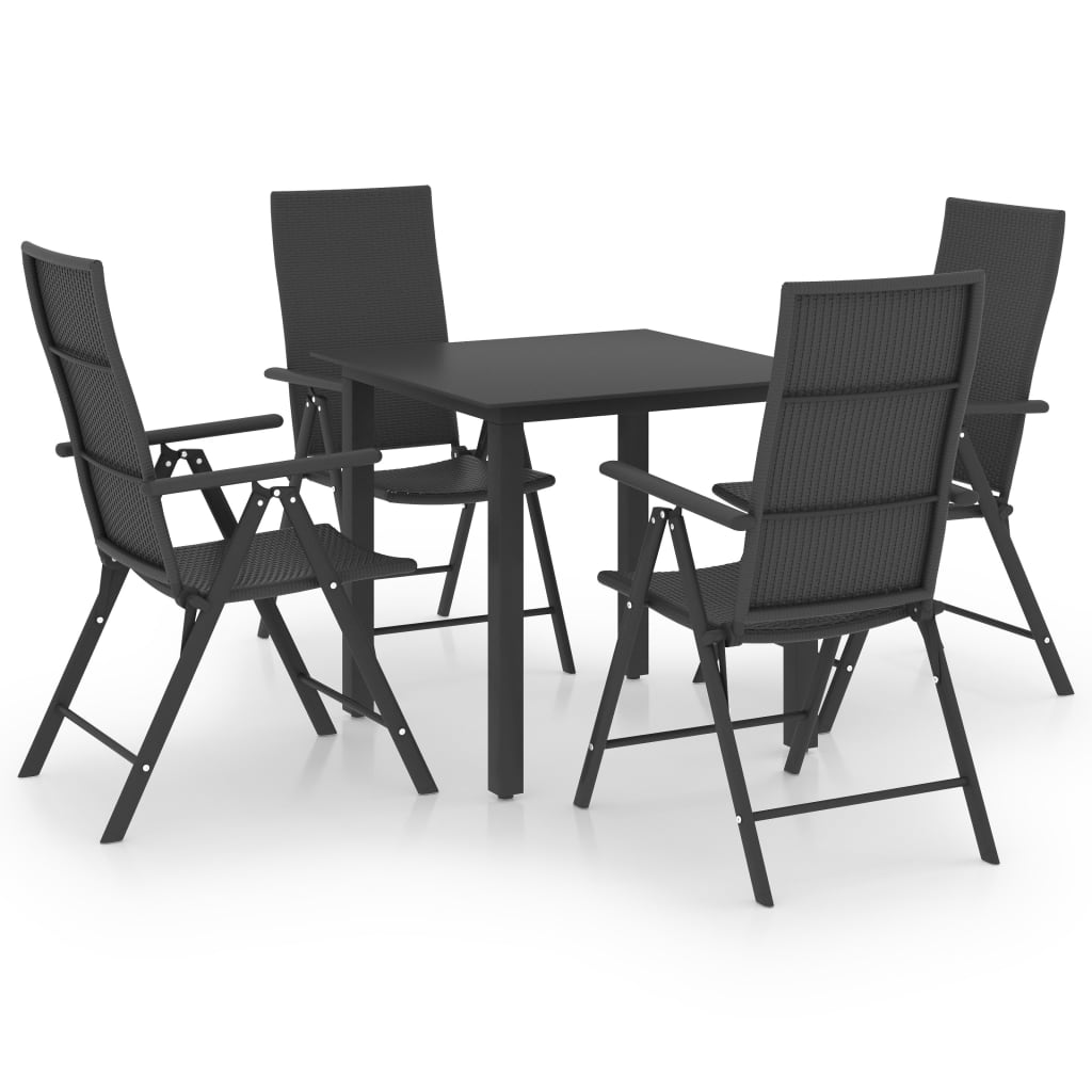 Set da Pranzo da Giardino 5 pz Nero - homemem39