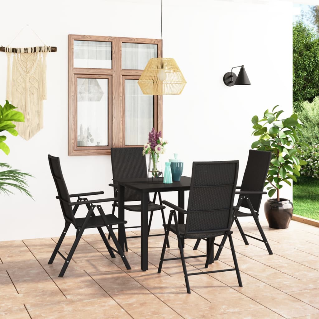 Set da Pranzo da Giardino 5 pz Nero - homemem39