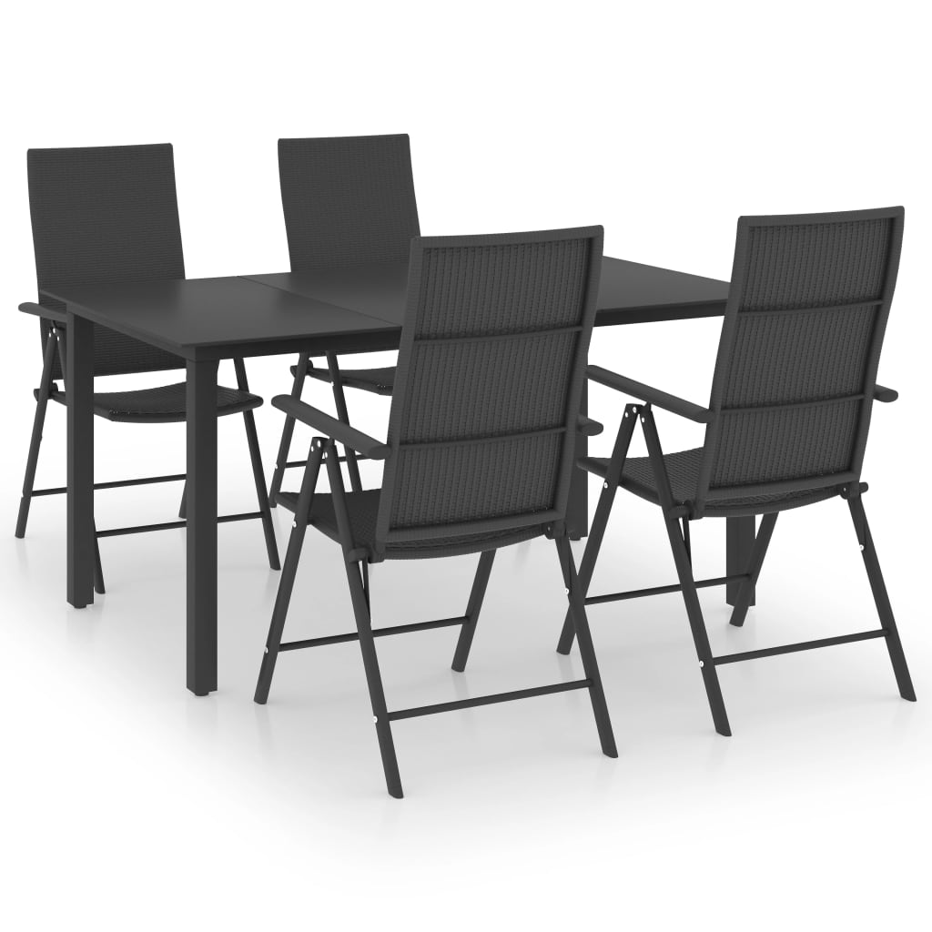 Set da Pranzo da Giardino 5 pz Nero - homemem39