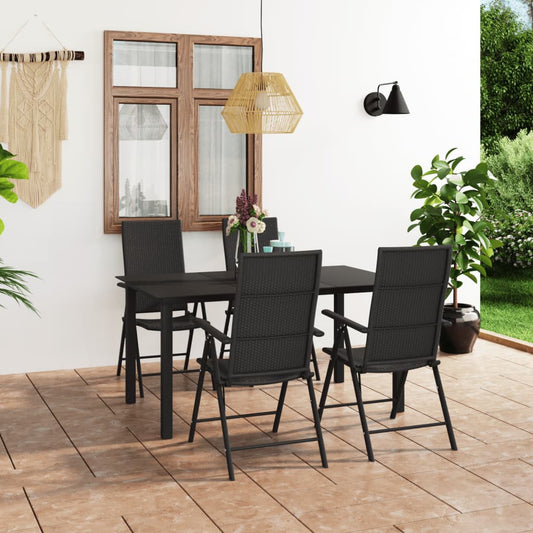 Set da Pranzo da Giardino 5 pz Nero - homemem39