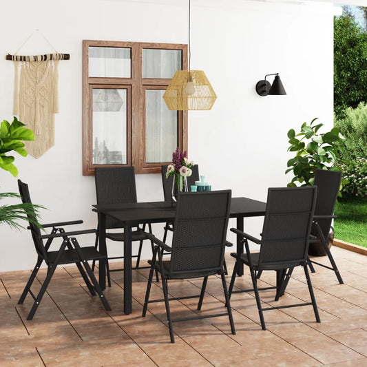 Set da Pranzo da Giardino 7 pz Nero - homemem39