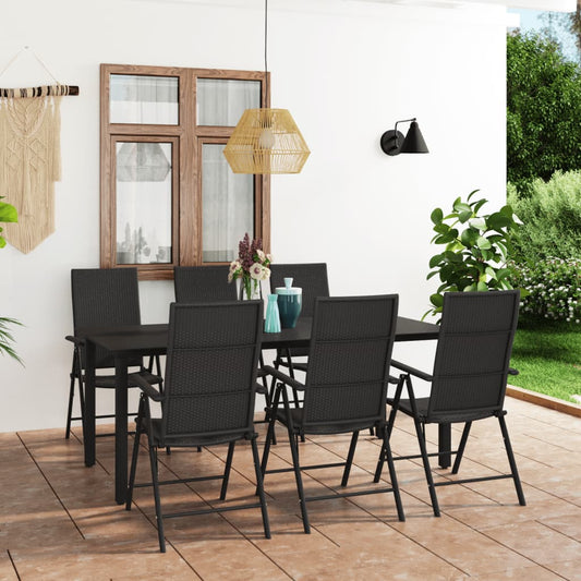 Set da Pranzo da Giardino 7 pz Nero - homemem39