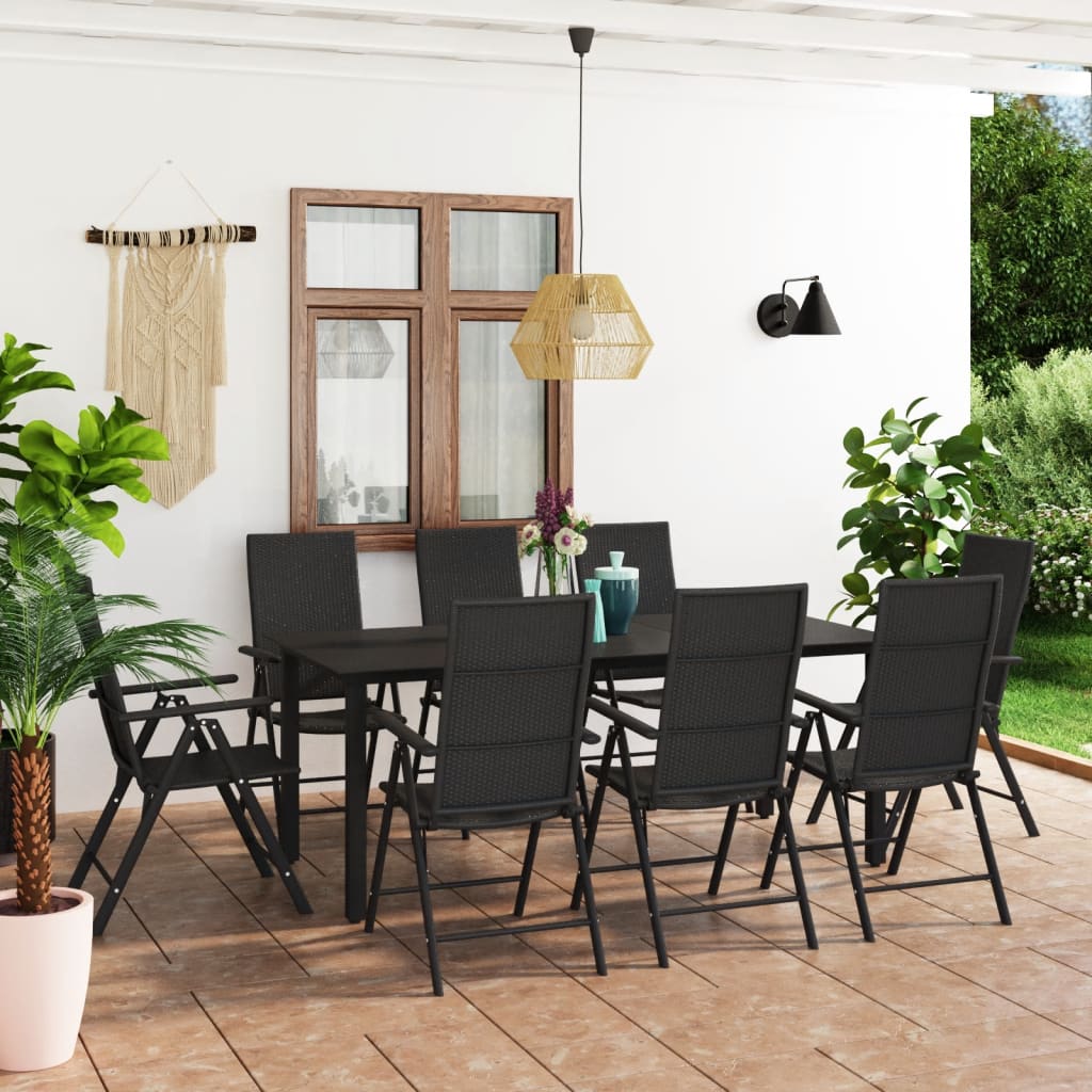 Set da Pranzo da Giardino 9 pz Nero - homemem39