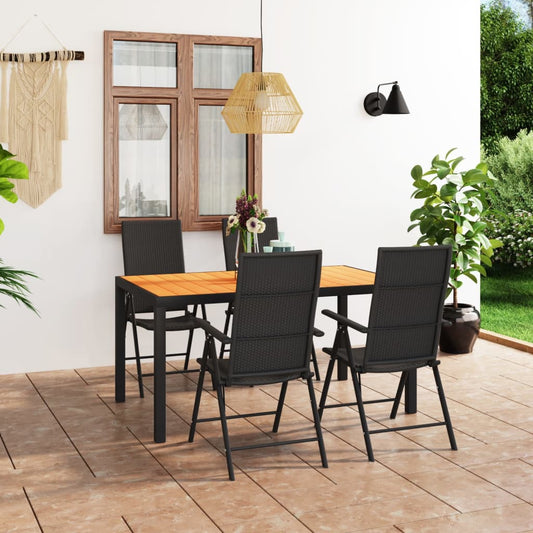 Set da Pranzo da Giardino 5 pz Nero e Marrone - homemem39