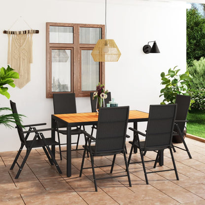 Set da Pranzo da Giardino 7 pz Nero e Marrone - homemem39