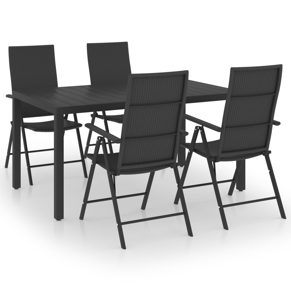 Set da Pranzo da Giardino 5 pz Nero - homemem39