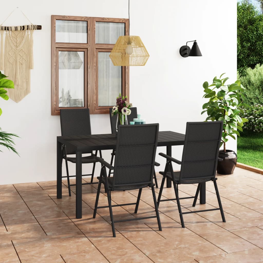 Set da Pranzo da Giardino 5 pz Nero - homemem39