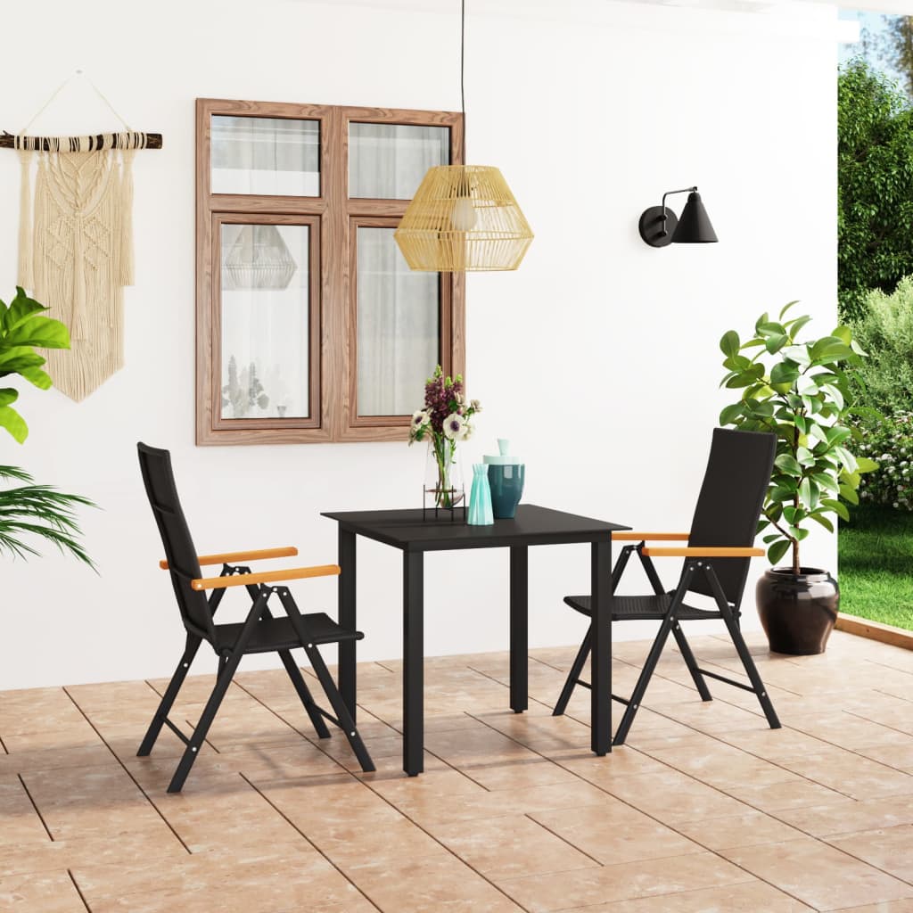 Set da Pranzo da Giardino 3 pz Nero e Marrone - homemem39