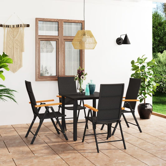 Set da Pranzo da Giardino 5 pz Nero e Marrone - homemem39