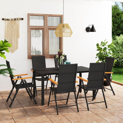 Set da Pranzo da Giardino 7 pz Nero e Marrone - homemem39