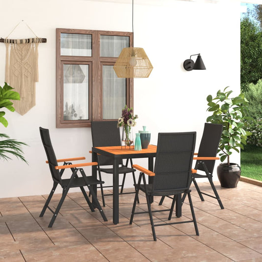 Set da Pranzo da Giardino 5 pz Nero e Marrone - homemem39