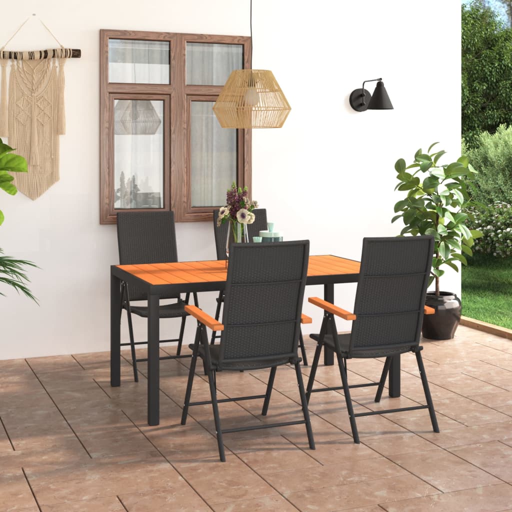 Set da Pranzo da Giardino 5 pz Nero e Marrone - homemem39