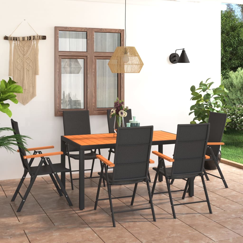 Set da Pranzo da Giardino 7 pz Nero e Marrone - homemem39