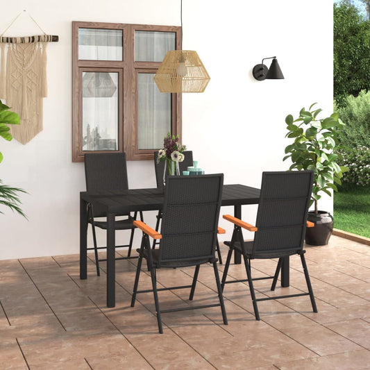 Set da Pranzo da Giardino 5 pz Nero e Marrone - homemem39