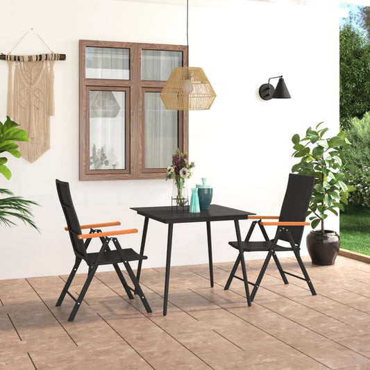 Set da Pranzo da Giardino 3 pz Nero e Marrone - homemem39