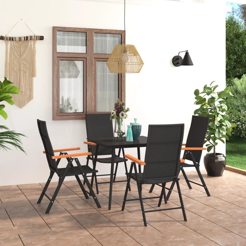 Set da Pranzo da Giardino 5 pz Nero e Marrone - homemem39