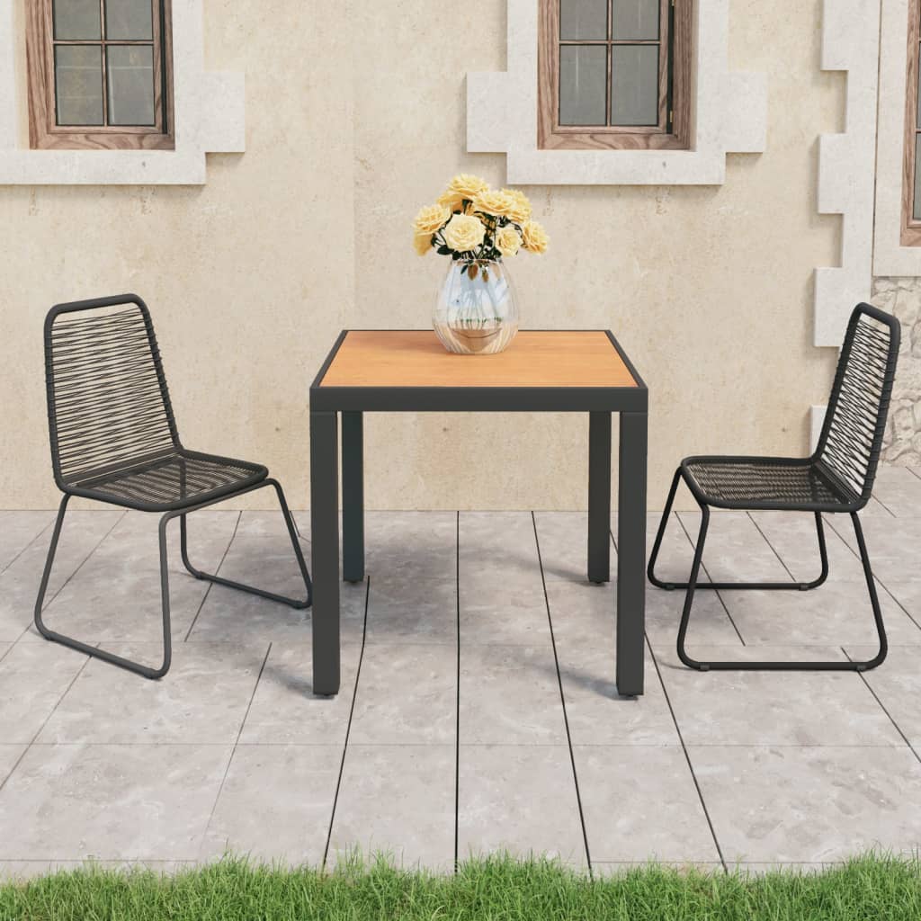 Set da Pranzo da Giardino 3 pz in Rattan PVC Nero e Marrone - homemem39