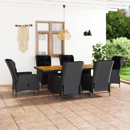 Set Pranzo da Giardino 7pz con Cuscini Polyrattan Grigio Scuro - homemem39